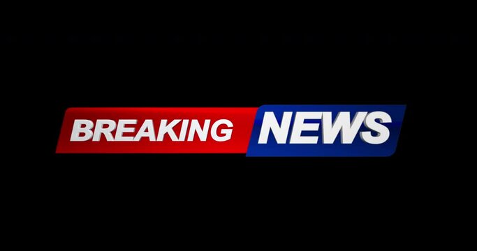 Breaking News Template intro for TV broadcast news show program with 3D breaking news text and badge, with alpha matte mask