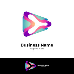 Abstract media play logo, logo template ready for use