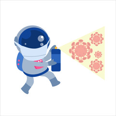 Cute Astronaut With Mask Protection Corona Virus Fogging Character Vector Template Design Illustration