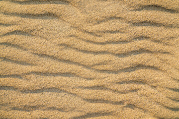 Fototapeta na wymiar Abstract landscape background, sand beach pattern at sunset, close up view from above