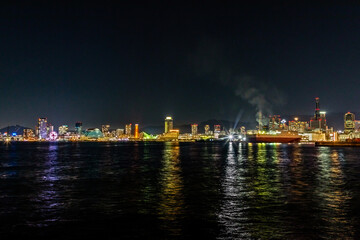 Fototapeta na wymiar 神戸港の夜景 2021年1月撮影