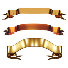 Realistic gold Ribbons 3D Rendering