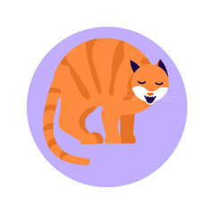 Social Media Story highlight icon for cat lovers. Cats day design, pet in funny pose standing in circle. Flat Art Vector illustration