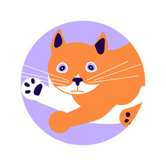 Social Media Story highlight icon for cat lovers. Cats day design, pet in funny pose standing in circle. Flat Art Vector illustration