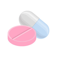 Pills and drugs separate composition vector colorful realistic icon