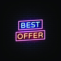 Obraz premium Best Offer Neon Signs Style Text Vector