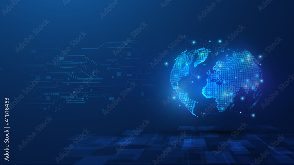 Poster abstract world map futuristic sci fi hi tech concept design background eps 10 vector