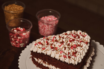 Heart-shaped red velvet cake for friendship day