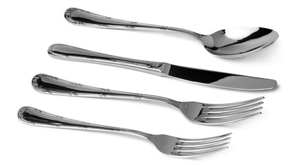 Set of dining cutlery isolated on white background