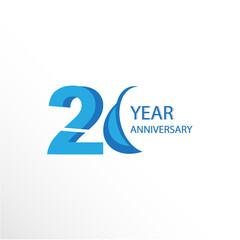 20 Year Anniversary Logo Vector Template Design Illustration blue and white