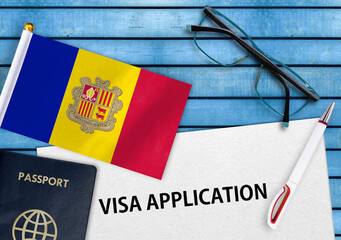 Visa application form and flag of Andorra