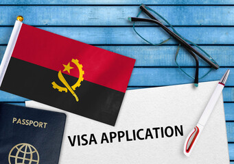 Visa application form and flag of Angola