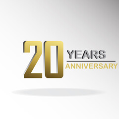 20 Year Anniversary Logo Vector Template Design Illustration gold and white