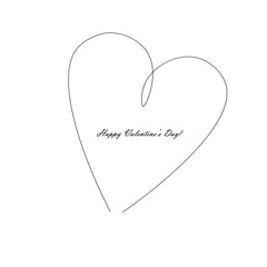 Valentine day card with heart draw, vector illustration