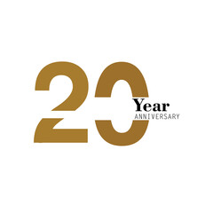 20 Year Anniversary Logo Vector Template Design Illustration gold and white