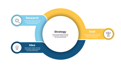 Business infographic. Organization chart with 3 options. Vector template.