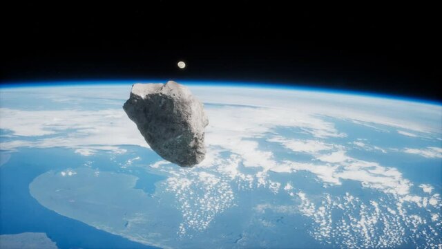 Dangerous asteroid approaching planet Earth, elements of this image furnished by NASA