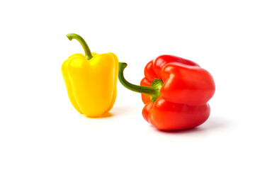 red bell pepper with yellow bell pepper isolated on white
