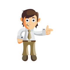 Business man Hand pointing cartoon character Illustration design creation Isolated