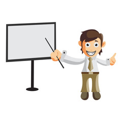Business man with Blank Board cartoon character Illustration design creation Isolated