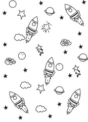 Seamless pattern with space elements