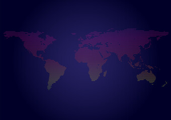 map of world with line and spectrum gradient