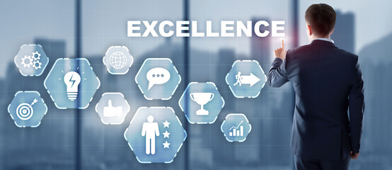 Achieve Business Excellence as concept. Technology Abstract Background.