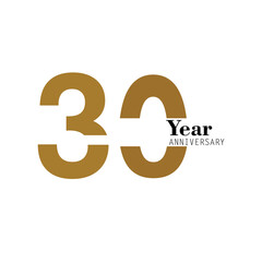 30 Year Anniversary Logo Vector Template Design Illustration gold and white