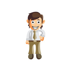 Business man Standing Smile cartoon character Illustration design creation Isolated