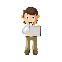 Business man with Blank Board cartoon character Illustration design creation Isolated