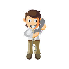 Business man Holding Phone cartoon character Illustration design creation Isolated