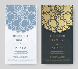 Vintage wedding invitation with mandala design