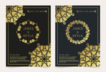 Luxury wedding invitation with mandala design