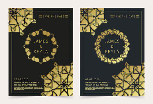 Luxury wedding invitation with mandala design