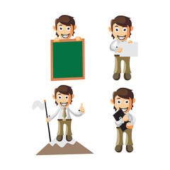 Business man cartoon character Illustration design creation Set with different gestures