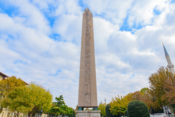 Obelisk of Theodosius, the Ancient Egyptian obelisk at Sultanahmet Square in Istanbul, Turkey