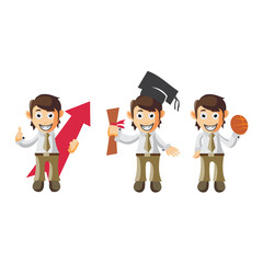Business man cartoon character Illustration design creation Set with different gestures