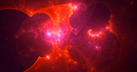 3D rendering abstract multicolor fractal light background