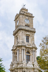 Clock tower of Dolmabahce Palace in Istanbul, Turkey