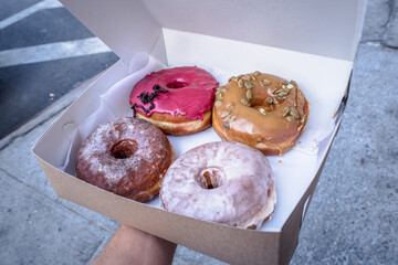 donuts in a donut box 