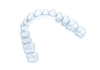 Invisalign braces or invisible retainer on white. Medically accurate dental 3D illustration