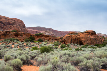 An overlooking view of nature in Snow Canyon State Park, Utah