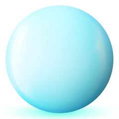 Glass blue ball or precious pearl. Glossy realistic ball, 3D abstract vector illustration highlighted on a white background. Big metal bubble with shadow.
