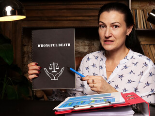  Juridical concept about Wrongful Death with phrase on the sheet.