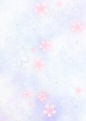 霞と雨粒 和風背景素材 青紫色と桜色のグラデーション Wall Mural Yx2k