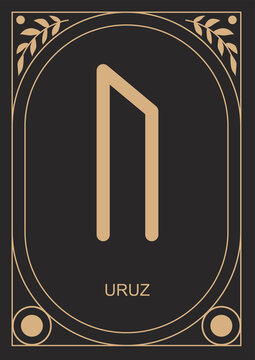 Uruz runa. Power, strength, masculinity, feminity. Vector illustration.