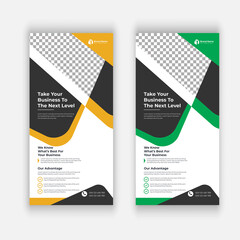 WebRack card or Dl flyer template Vector. DL Corporate business template for flyer. Layout with modern elements and abstract background. Creative flyer concept