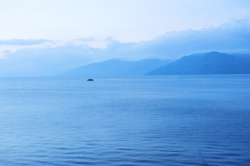 boat on the lake, lake toba, indonesia february 2021