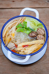 Daylily Soup with Tofu, Shiitake and Ground Pork