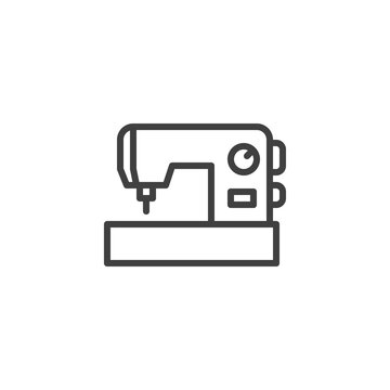 Sewing machine line icon. linear style sign for mobile concept and web design. Electrical sewing machine outline vector icon. Symbol, logo illustration. Vector graphics